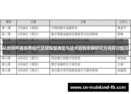 从世俱杯赛场看现代足球阵型演变与战术趋势发展研究方向探讨前沿 从世俱杯赛场看现代足球阵型演变与战术趋势发展研究方向探讨前沿